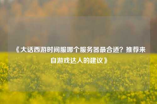《大话西游时间服哪个服务器最合适?推荐来自游戏达人的建议》